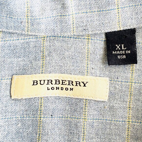 Burberry London Windowpane Plaid Button Down Dress Shirt Mens XL Old Money - Picture 4 of 5